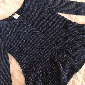 Old Navy Toddler Girls- Blue and Silver Sparkle Ruffle Top-2T